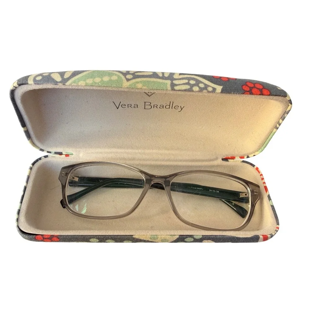 Vera Bradley Womens Grey Nomadic Floral Paisley Eyeglass Frames with Hard Case